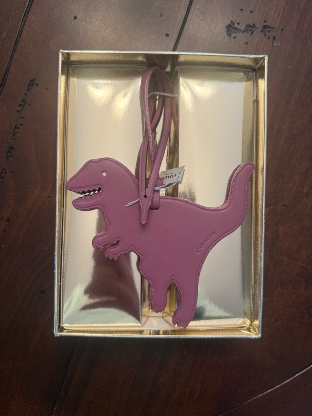 Coach Mauve Leather Dinosaur Bag Charm